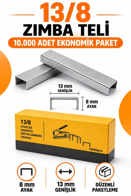Zımba Teli 10000 On Bin Adet 13⁄8 2 Kutu