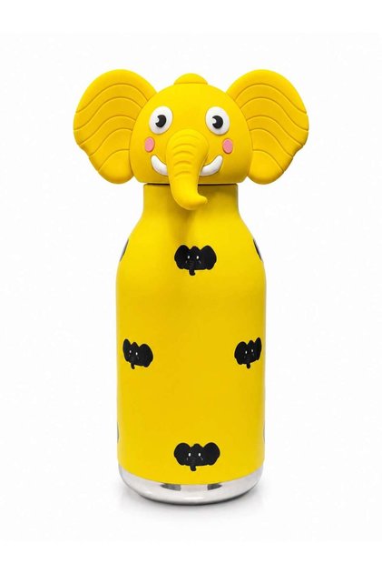 Koi Yellow Elephant 500 ml Stainless Steel Children's Thermos and Water Bottle with Straw