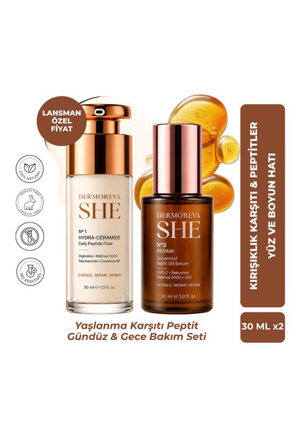 Dermoreva She Premium Peptit Gündüz & Gece Serum Seti