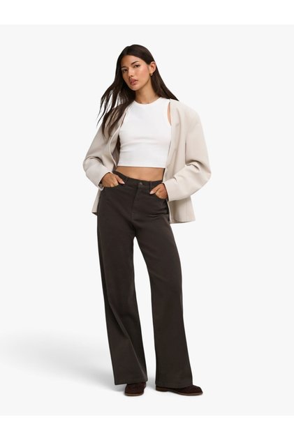 ONLMADISON-SILLE HW WIDE PANT CC PNT Kadın Kahverengi Denim Pantolon - O15376942