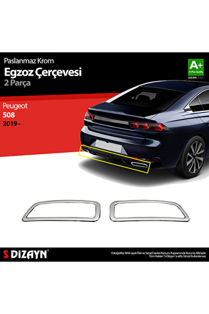 S Dizayn S-Dizayn Peugeot 508 Krom Egzoz Çıkışı 2 Prç. 2019 Üzeri