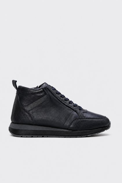 Genuine Leather Fur Navy Blue Leather Navy Blue Floter Men's Sports Boots 856Kma736