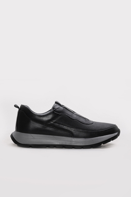 Genuine Leather Black Men's Sports Shoes 302Ma505