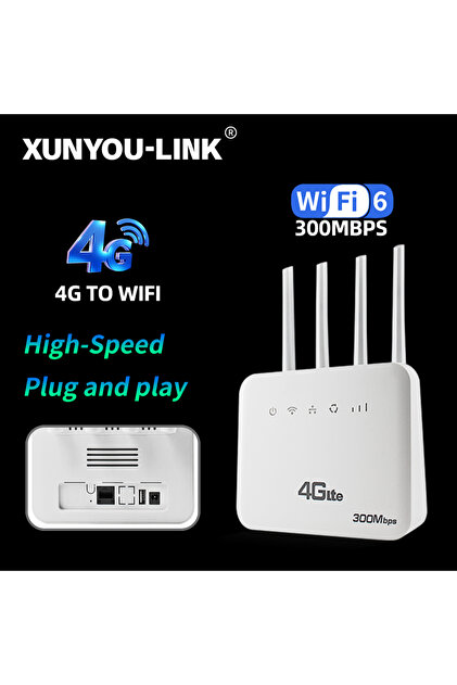 XUNYOU-LINK 4G LTE WiFi Router WiFi 6 300Mbps SIM Modem Wireless WiFi Modem Support 32 Device WIFI R