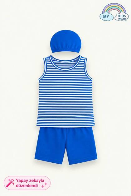 Three Piece Girls' Short Shorts Swimsuit