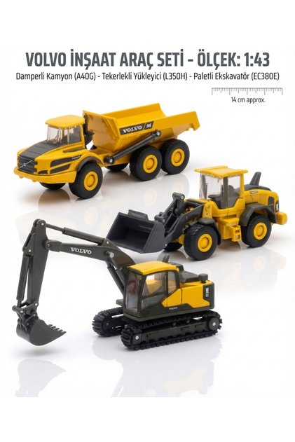 Volvo Iş Araçları - Damperli Kamyon , Dozer ve Jsb 3'lü Oyun Seti