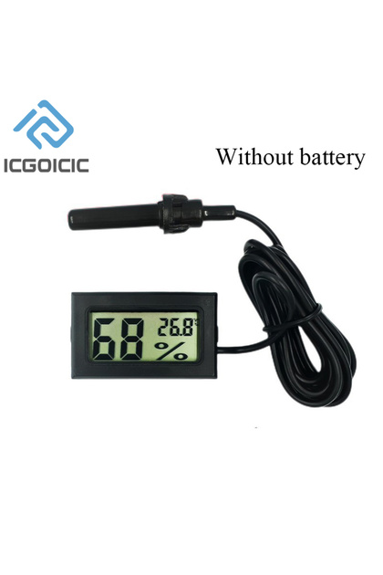 مقياس حرارة رقمي صغير بشاشة LCD أسود اللون من نوع ICGOICIC FY-12، يُستخدم لقياس درجة حرارة المجمد - 50-110 درجة مئوية