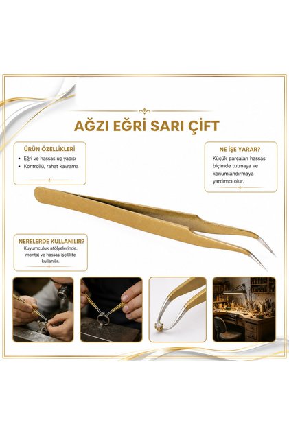 Tornatürk Eğri Uçlu Hassas Cımbız Kuyumcu Ve Elektronik Cımbızı