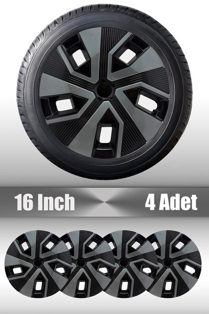 Renault Clio 4 Megane 4 Uyumlu 16'' İnç Siyah Füme Esnek Kırılmaz Jant Kapağı
