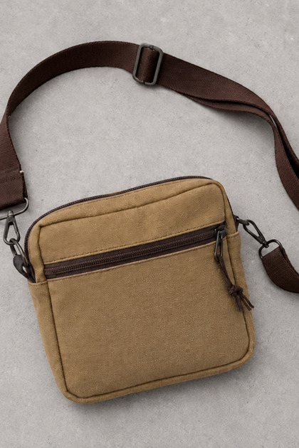Vintage Kanvas Mini Postacı Çantası Unisex Çapraz Askılı Omuz Çantası Küçük Boy Siyah