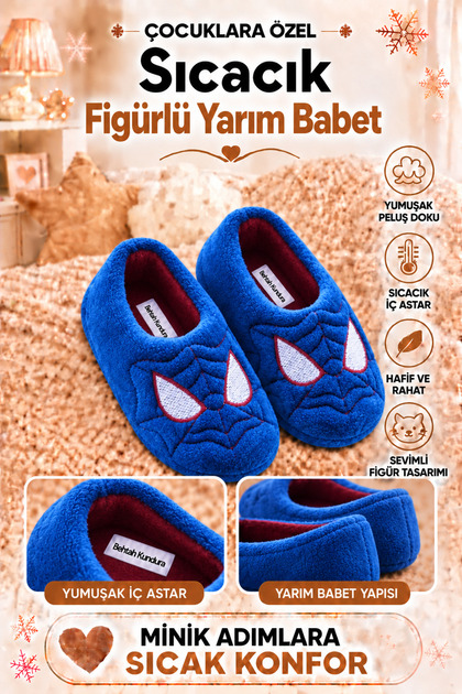 Pamuk Astarlı Erkek Babet Panduf Figürlü Çok Amaçlı Okul Kreş Patiği Ev Patiği