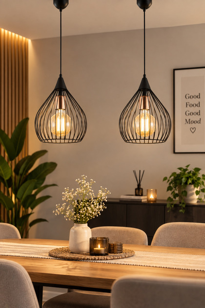 2 Adet Armut Trend Siyah Sarkıt Salon Mutfak Banyo Yatak Odası Çocuk Odası Antre Avize