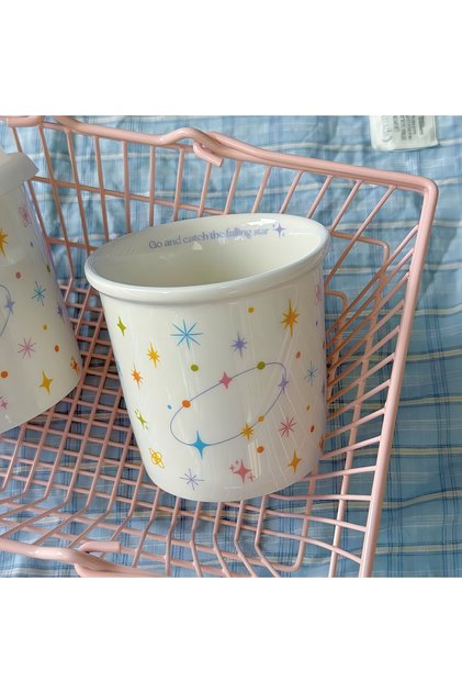 201-300ml MULTI Colorful Polka Dot Smiling Face Holding Cup Ceramic Coffee Cup