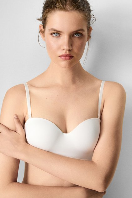 Alsea Underwire Gathering Unpadded Strapless Cream Bra