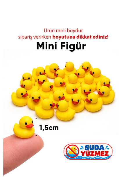 10 Adet Minik Ördek 1.5 cm - Minyatür Dekoratif Biblo - Teraryum ve Saksı Süsü