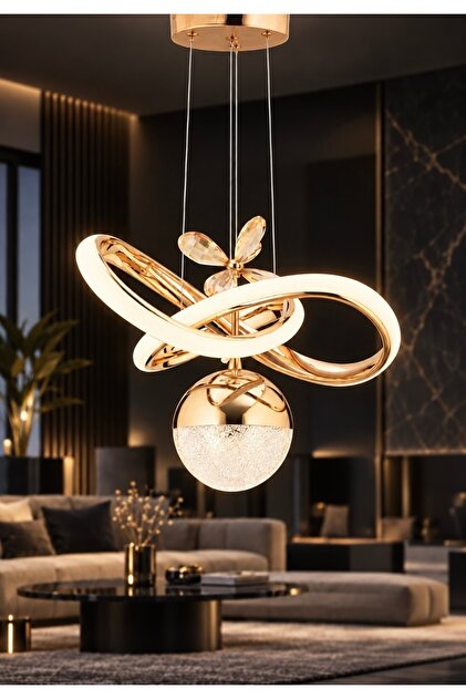 İstanbul Avize İstanbul Avize Begonvil Gold 3 Renkli Ledli Modern