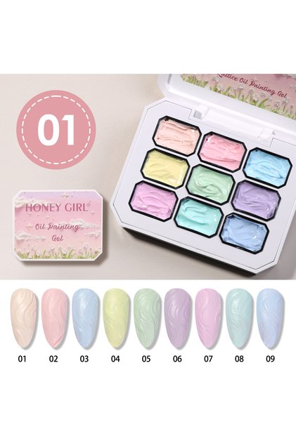 DIY Nail Art Gel Paint Kit OEM, 9 colors, non-toxic, vegan, oil paint gel palette, bottled nail polish set