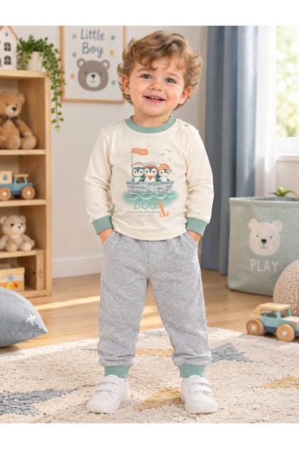 Baby Set 100% Cotton Long Sleeve Printed Top and Bottom