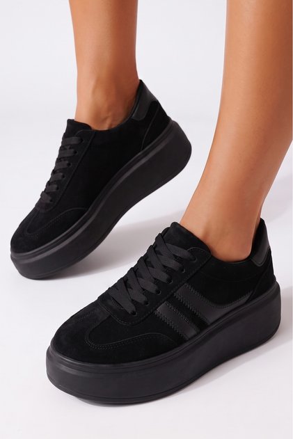 Adidasi dama negri din piele ecologica intoarsa Oriana #25582 - 40
