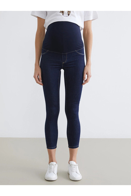 Standard Fit Straight Pocket Detailed Maternity Rodeo Jean Trousers with Abdomen Panels