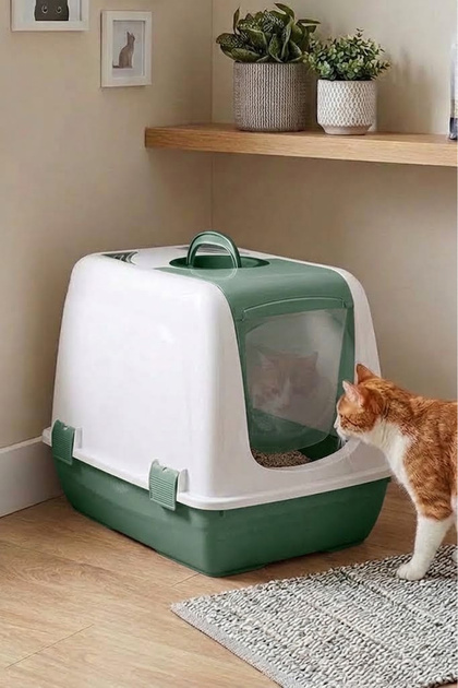 Petozi Kapalı Kedi Tuvaleti - 40x37,5x50 Cm Kürekli Mor - Fiyatı