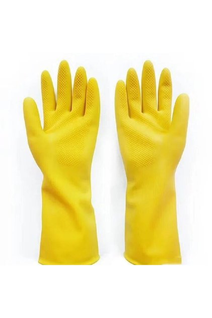 L 1pcs Yellow Latex Dishwashing Gloves – Waterproof Household, Kitchen Vegetable Washing, Bowl Clean