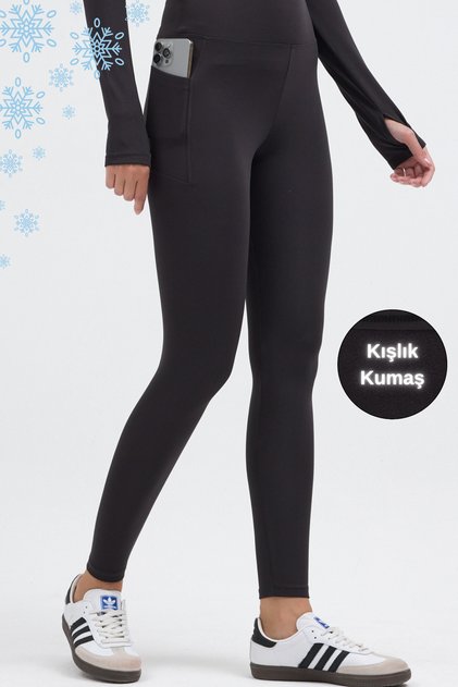 Women's Winter Fleece-Lined High-Waist Slimming Leggings with Pockets