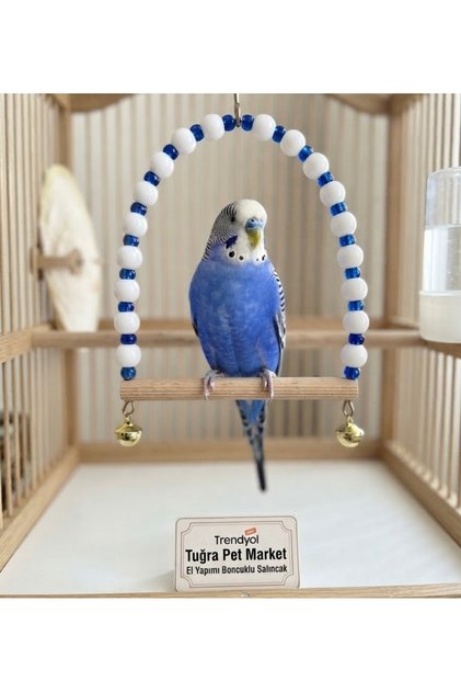 Handmade Lovebird Swing Toy with Wooden Perch and Bell Swing