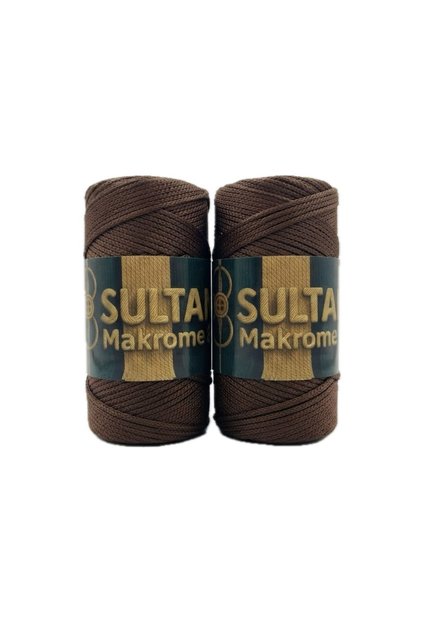 2 Pieces Sultan Macrame 3 Knitting Yarn 100 Grams - Bag Wallet Supla Runner Basket Wall Decoration Canvas Bag Making Material - Color: Dark Brown208