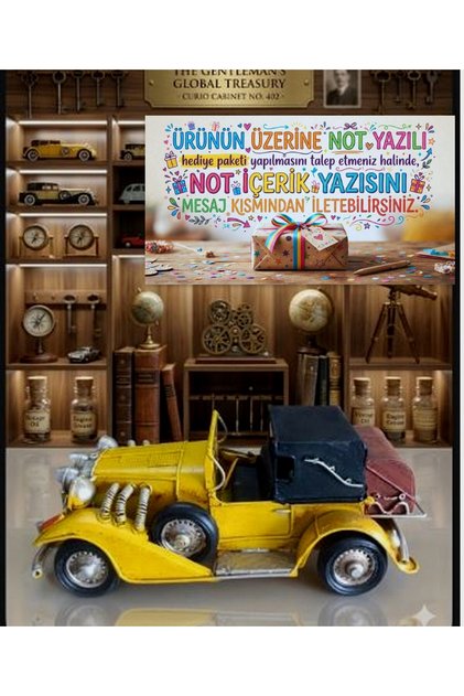 For Office and Home: Decorative Metal Classic Vehicle – Yellow Nostalgia (25 cm X 11 cm) (if You Want a Specific Note, You Can Send It as a Message on the Gift Package)