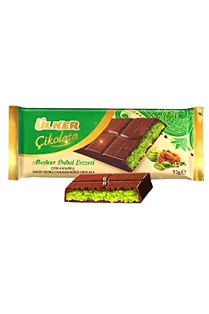 Ciocolată Dubai cu umplutură de fistic și kadaif, 93 g, Ulker