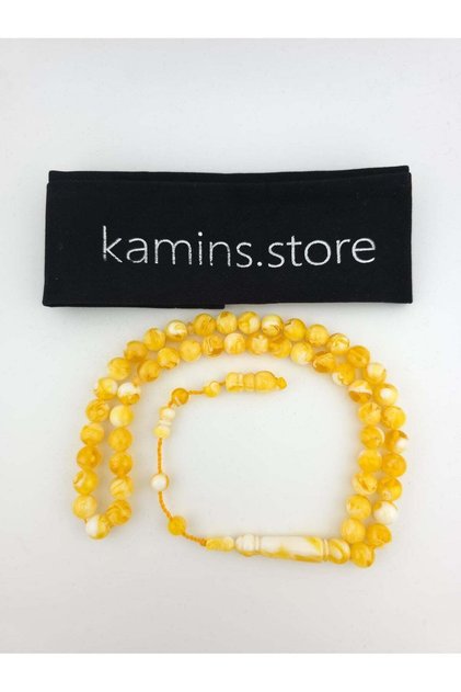 Yellow Turkish Amber Tasbih (Pouch Edition)