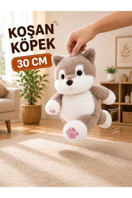 Kafasından tutup sallayınca koşan 30 cm peluş inek, köpek ve kuzu sevimli peluşlar koşan inek