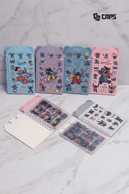 Stitch Themed Keychain Sticker & Notepad - 16 Sticker Pages & 8 Notepad Pages