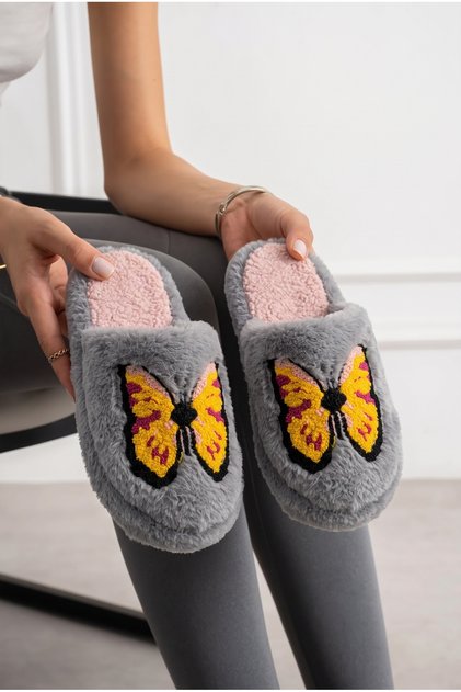 Women's Plush House Slippers with Butterfly Embroidery, Closed Toe, Soft Insole, Winter Comfortable Slippers, Stylish Design