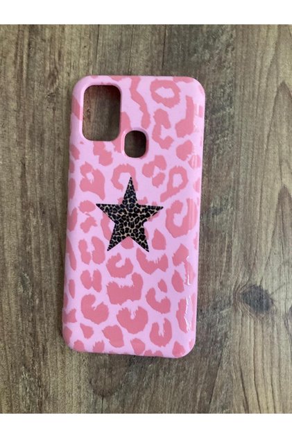 Samsung Galaxy M31/M21/M30S Star Leopard Printed Velvet Inside Silicone Phone Case (Pink Case)