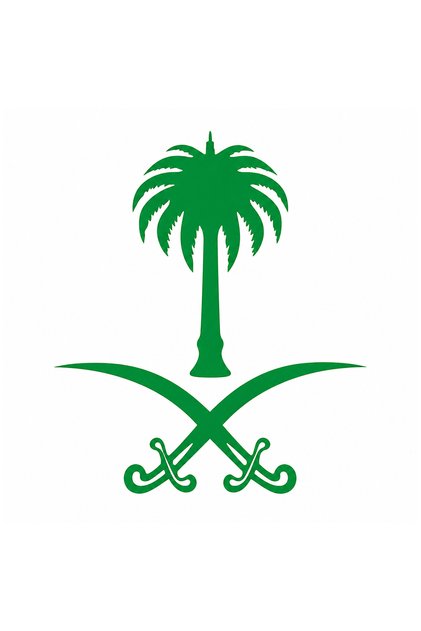 ملصق سيارة من الفينيل بتصميم شجرة النخيل والسيوف المتقاطعة في المملكة العربية السعودية - شعار أخضر مقاوم للماء، 44×38 سم