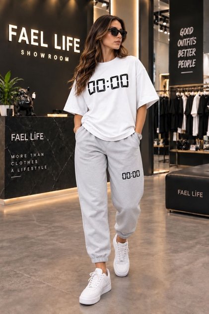 New Season Unisex T-Shirt and Sweatpants Pair Zero Printed Set