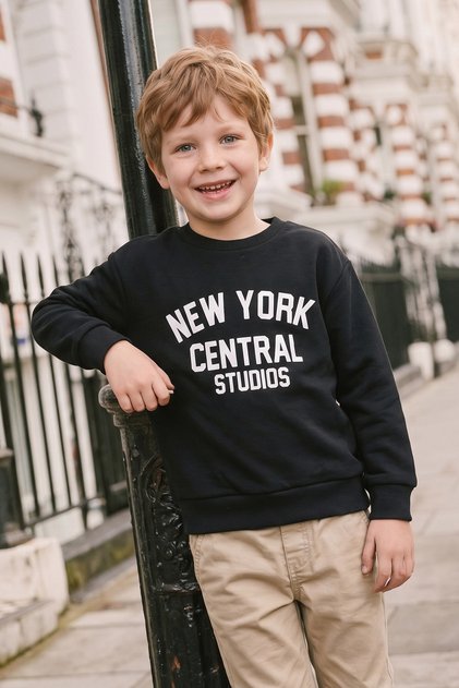 3 İì‡Plik New York Printed Boys' Sweatshirt