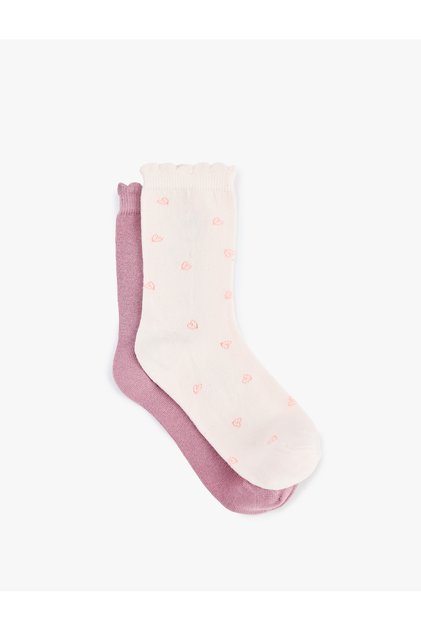 Heart Patterned Cotton Socks Set of 2