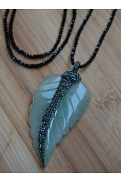 Aventurine Stone Design Necklace - Green -
