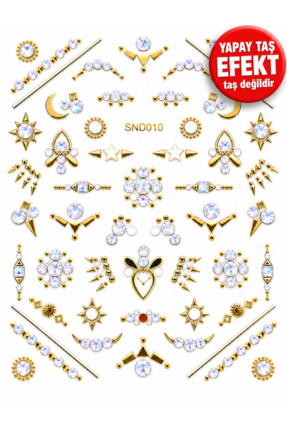 3D Kabartmalı Nail Art Sticker Tırnak Süsleme Stickeri Taş Görünümlü Metalik Efektli Yapışkanlı Saç, Yüz, Tırnak Ve Süs Oje Jel Süs