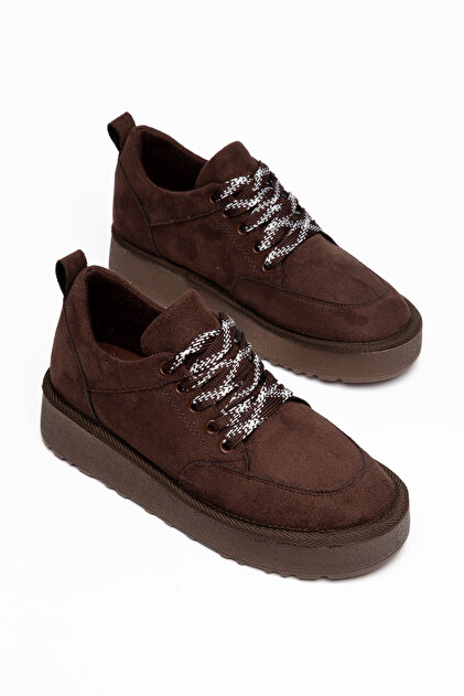 Lace-Up Suede Material Sports Women's Shoes