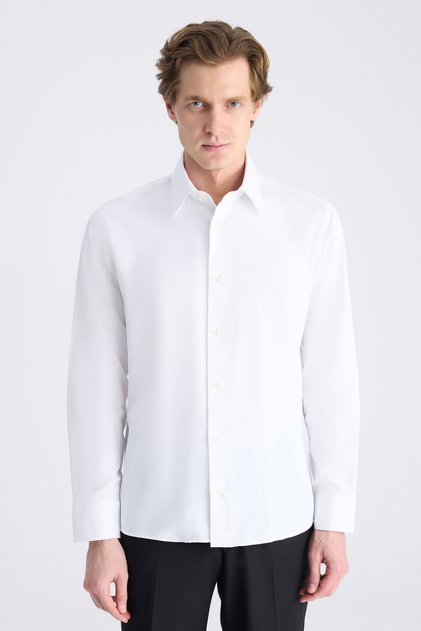 Ds Damat Slim Fit White Dobby Shirt