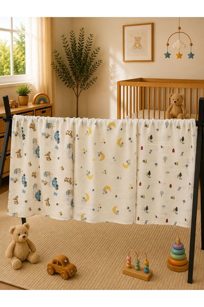 Multi-Purpose Muslin Blanket Set of 3, Muslin Newborn Baby Blanket, 100% Organic Cotton Muslin Cloth - 80X80 cm