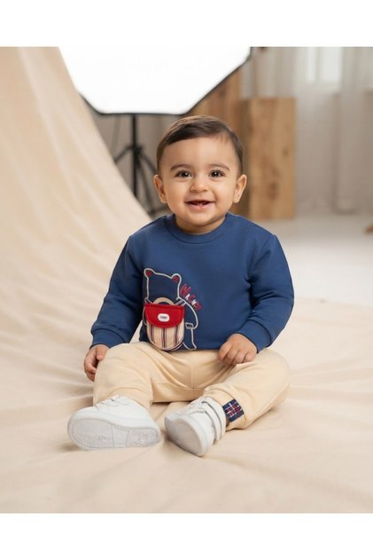 Baby Boy Teddy Bear Bag Detailed 6-9-12-18-24 Months 2-Piece Stylish Seasonal 2 Thread Design Set