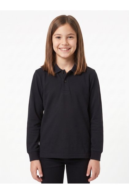 Girls and Boys 100% Cotton Lakos Long Sleeve Polo Collar School T-Shirt