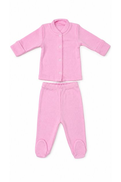 Baby Girl Ribbed 2-Piece Set with Gloves and Booties Bottoms 0-3 Months Hospital Release