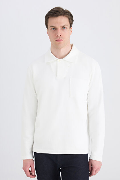 Ds Damat Regular Fit Ecru Plain Sweatshirt