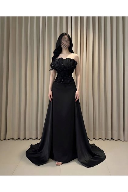 فستان اسود سهرة طويل وانيق